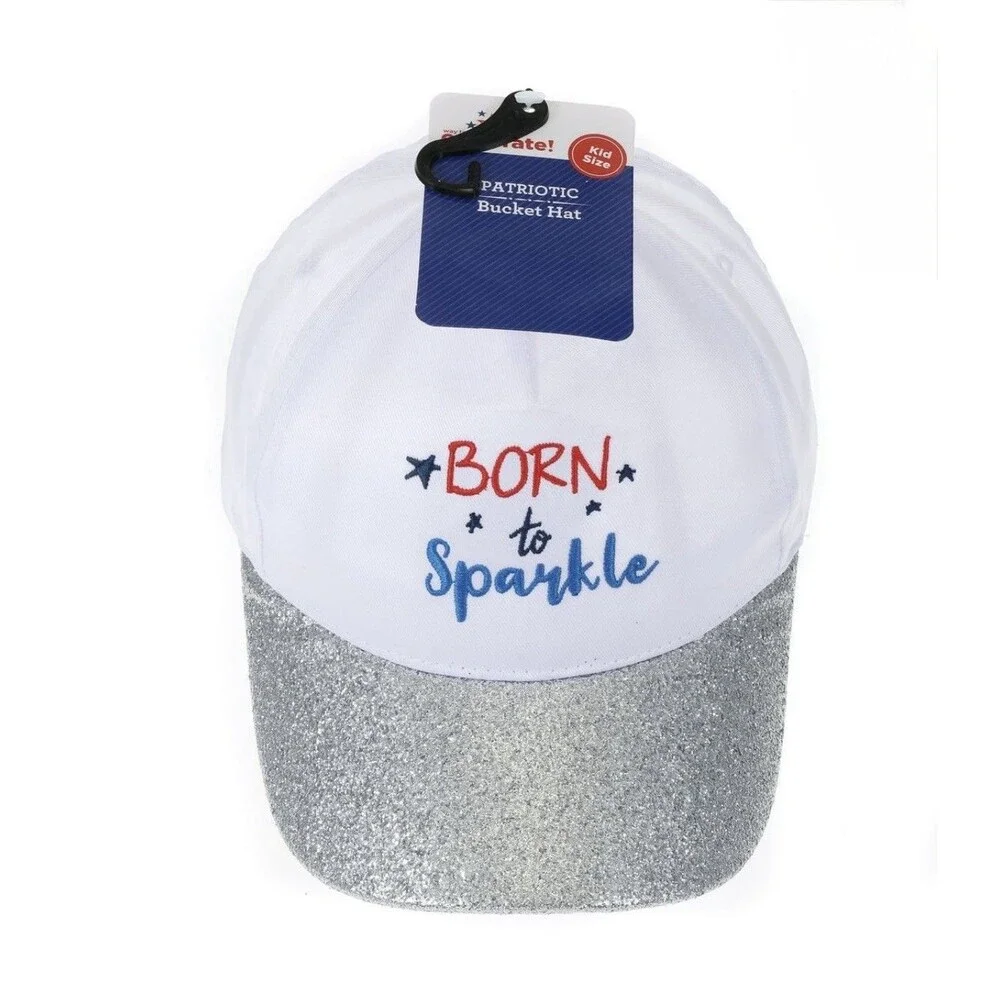 2 Celebrate America Ball Caps~Red, Whi & Blu, Adult Size&Born to Spark~Kids Size